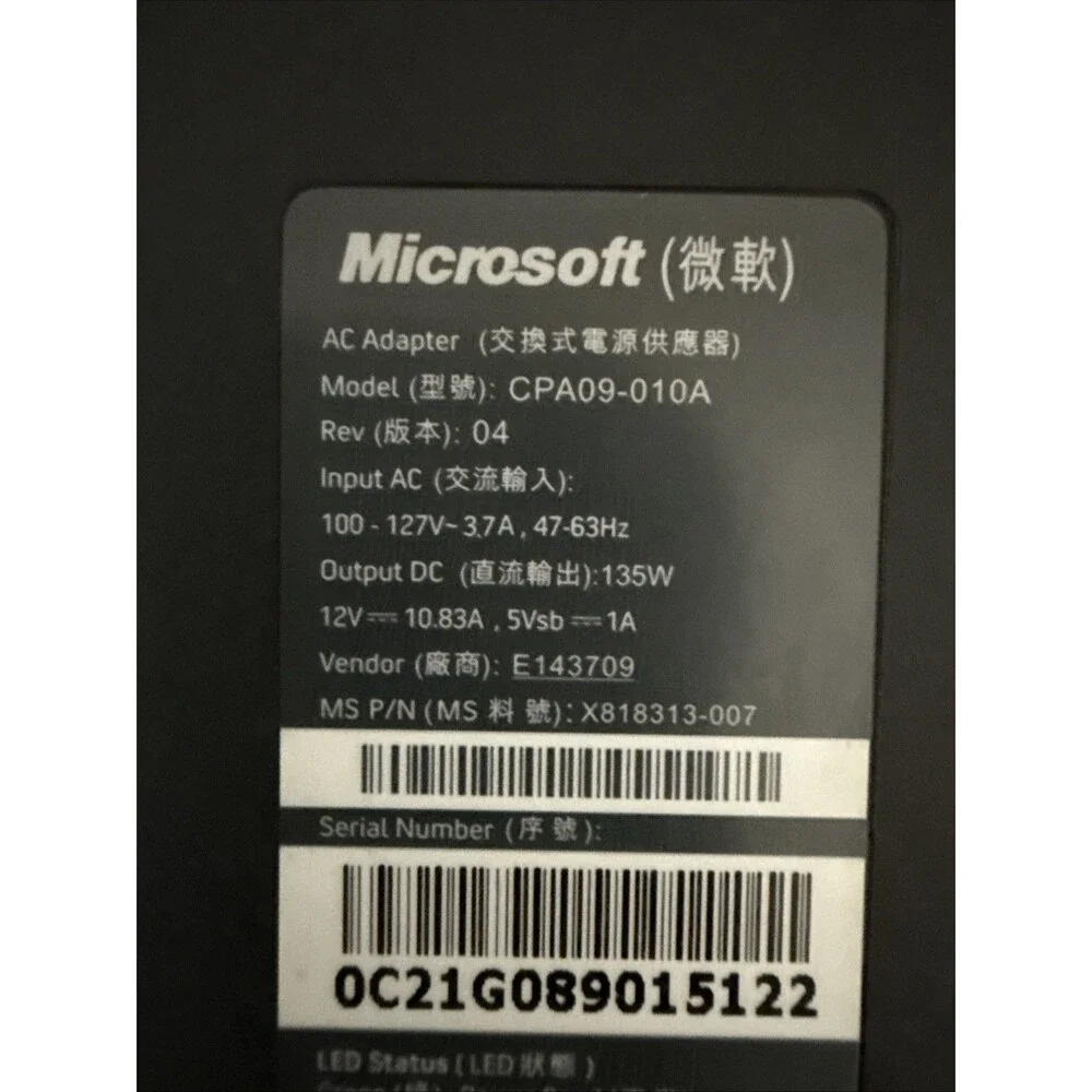 Genuine Microsoft XBOX 360 SLIM AC Power Adapter (CPA09-010A) Brick Only